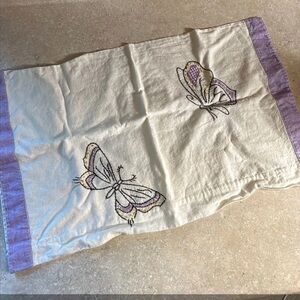 Vintage Cottagecore purple Butterfly embroidered pillow sham